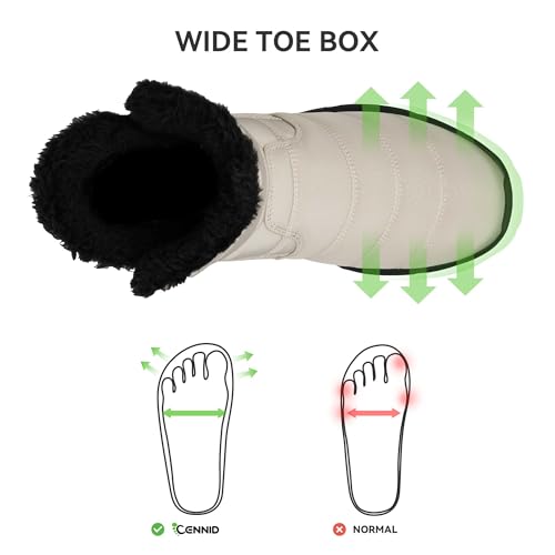 CENNID Women's Winter Snow Boots Wide Waterproof Warm Fur Lined Slip on Ankle Booties Orthopedic Boots Outdoor Insulated W...