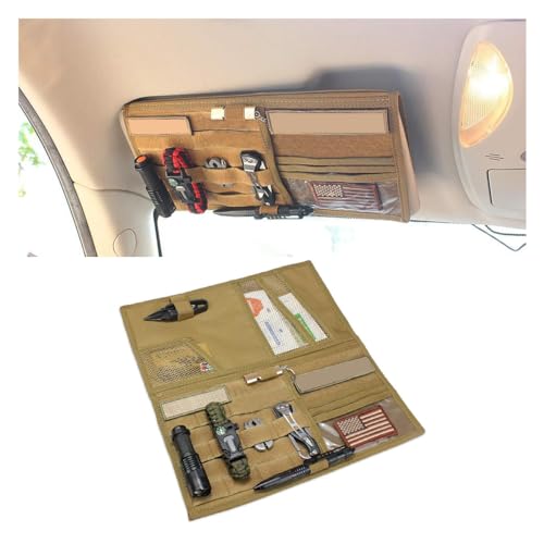 Tactical Molle Car Sun Visor Organizer, Large Molle Visor Panel Storage Pouch Holder, Tactical Gear Truck Storage Shelf, 6...