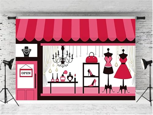 5x3ft Cartoon Clothing Store Backdrop Ladies Boutique Clothing Shop Photography Background Shopping Mall Merchandise Dress...