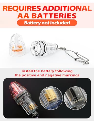 BLUEWING 3pcs Fishing Deep Drop Light with Stainless Steel Long Line Clip 2000 ft Underwater Fish Attracting Lamp for Swor...