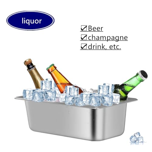 Ice Buckets for Parties,Wine Beer Champagne Bucket,Stainless Steel Ice Bin for Freezer (large)