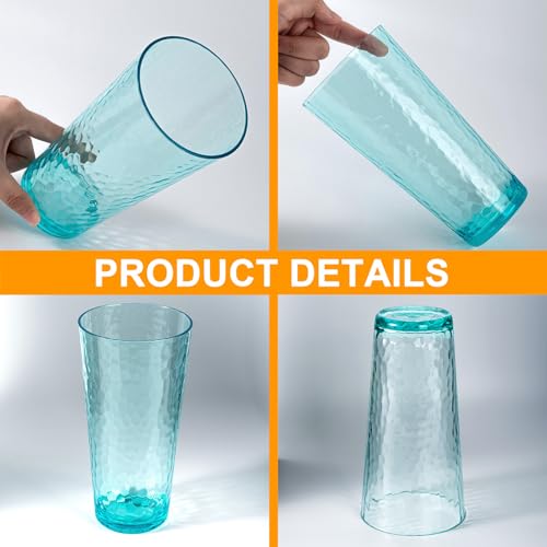 KX-WARE 26-ounce Acrylic Highball Glasses Plastic Tumbler Larger Drinking Glasses, set of 6 Multicolor