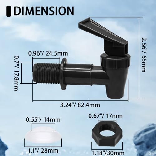 Hordion Plastic Spigot Replacement Cooler Faucet, 2 Sets Water Jug Spigot BPA Free Dispenser Valve Reusable Bucket Tap, Bl...