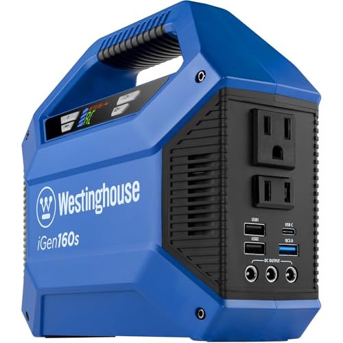 Westinghouse 155Wh 150 Peak Watt Portable Power Station & Solar Generator, Modified Sine Wave AC Outlet, Backup Lithium Ba...
