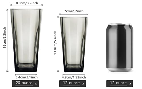 Top-spring 20-Ounce Reusable Plastic Water Tumbler, Clear Shatterproof Drinking Glasses, BPA Free, Set of 6 (20 Oz, Gray)...