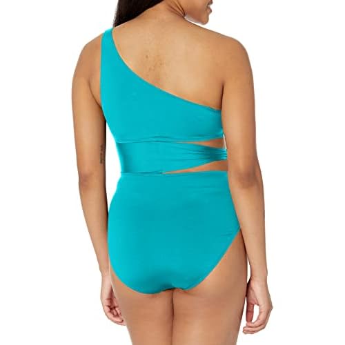 La Blanca Women's One Piece Swimsuit Cutout Single Shoulder Tummy Control Island Goddess Bathing Suit