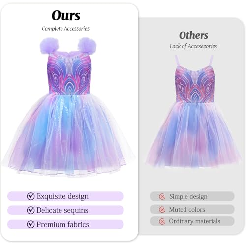 Esvaiy Wicked Glinda Costume Girls Tulle Sequin Dress with Accessories Glinda Dress for Girls Halloween Christmas Cosplay