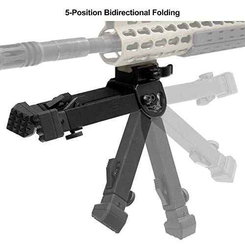 UTG Rubber Armored Full Metal QD Bipod, Height 6.0"- 8.5", Black
