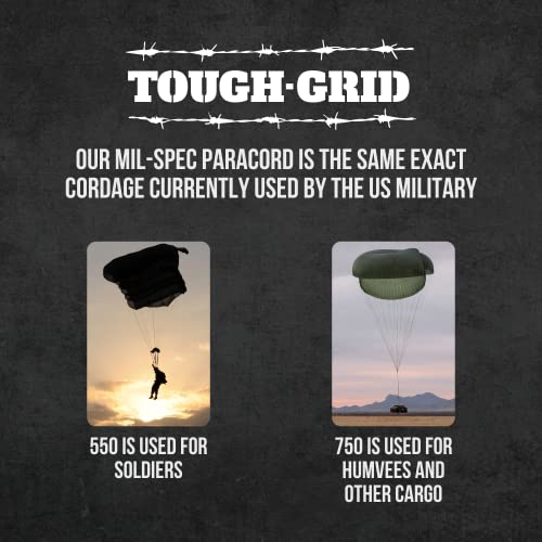 TOUGH-GRID 550 Paracord Rope Nylon Parachute Cord, Made in USA Survival Kit, Outdoor Adventures, Camping, Tactical Gear & ...