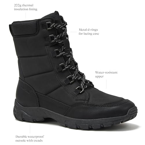 Lands' End Expedition Insulated Winter Boots for Men, Lace Up or Slip On Waterproof Mens Snow Boots, Medium or Wide Width ...