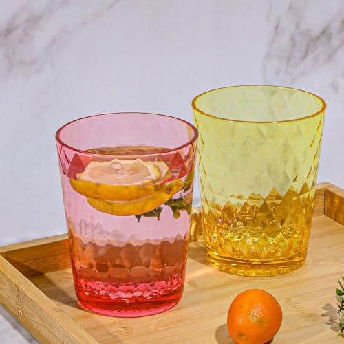 AKMQYM BPA-Free Plastic Tumblers 6 Pack (6x16oz) | Reusable Dishwasher Safe | Stackable Shatterproof Cups | Plastic Drinkw...