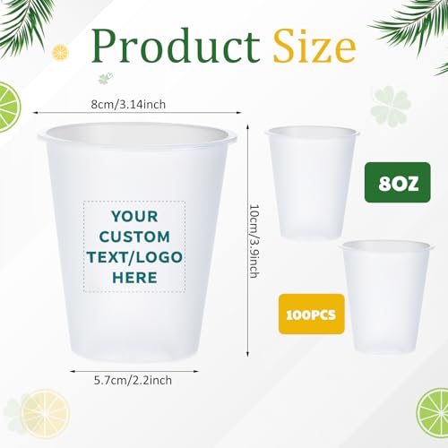 Jingmore 100 Pcs 8 oz Clear Frosted Plastic Cups Bulk for Wedding Stadium Blank Plastic Drinking Frosted Cups Disposable P...