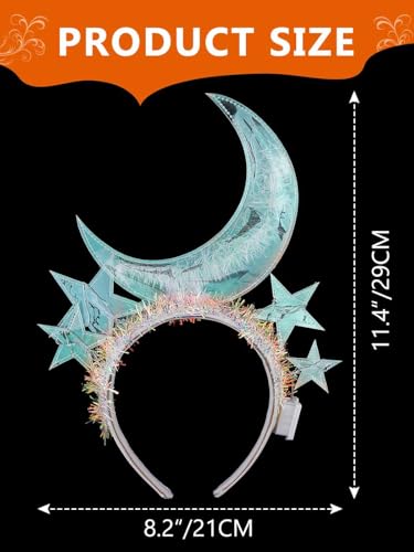 DRESBE Light Up Star Moon Headband New Year LED Headbands NYE Glow Party Hair Accessories for Women (Colorful Light)