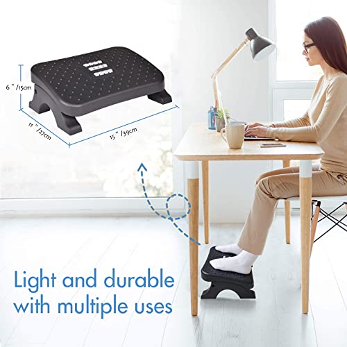 Scalebeard Under Desk Footrest, Ergonomic Foot Stool with Massage Rollers Max-Load 120Lbs Desk Leg Rest Pain Relief for Ho...