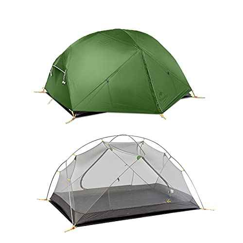 Naturehike Mongar Backpacking Camping Tent 2 Person Lightweight 3 Season Waterproof Hiking Tent Double Crossbars Easy Setup Double Layer for Hunting Outdoor Mountaineering Travel with Footprint
