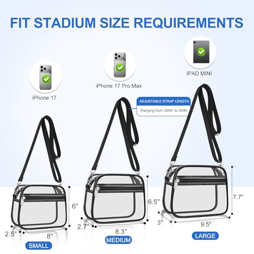 COK Clear Bag for Stadium Events Crossbody Bags for Women and Men Clear Purse for Concerts Festivals
