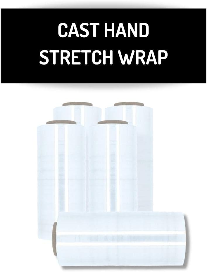PSBM Stretch Wrap, 4 Pack, 18 Inch x 1500 Feet, 65 Gauge, Clear Plastic Cling, Cast Hand Stretch Film Rolls for Packaging Moving Packing Pallets