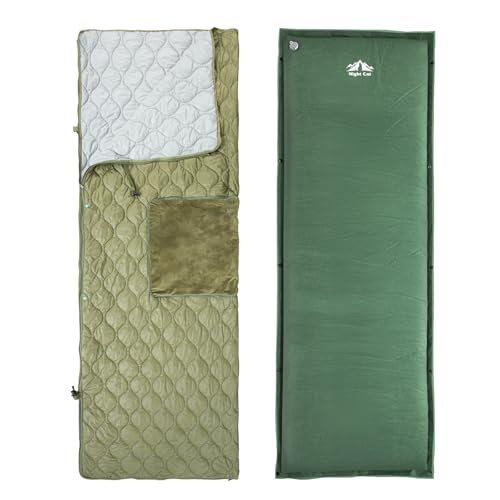 Night Cat Sleeping Bag with Self-Inflating Sleeping Pad for Camping - 4 in 1 Poncho for Adults Ultralight Wearable Quilt 3...