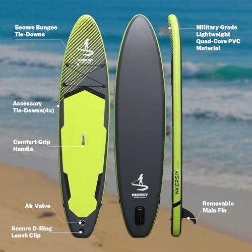 11”32“6 Premium Inflatable Stand Up Paddle Boards with Durable SUP Paddle Board Accessories Wide Stable Design Includes Ba...