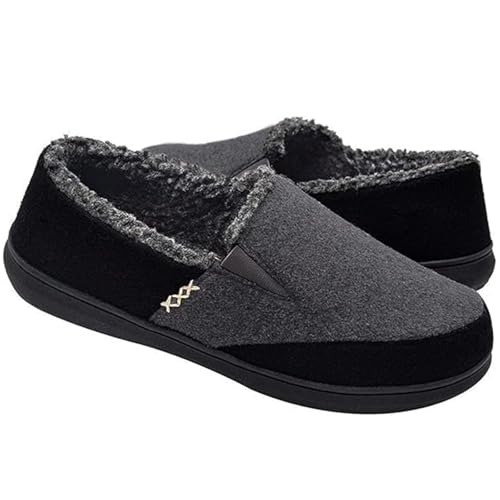 Zigzagger Men's Comfy Wool Slippers Indoor Outdoor House Shoes, Warm Soft Fur Fuzzy Fleece Lined Memory Foam Sole with Sue...