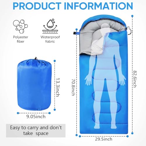 OBTANIM Sleeping Bags Portable Waterproof Camping Sleeping Bag for Adults Kids 4 Seasons Cold Weather or Warm Backpacking ...