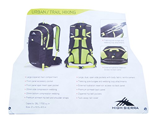High Sierra 28 Liter Front-Loading Frame Pack - OMAK 28 Urban/Trail Hiking (Hydration Access Ready) (Black/Yellow)