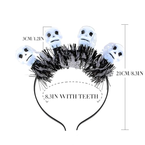 Fdesigner Light Up Halloween Headbands Ghost Headband Gothic Costume Hairband LED Glowing Headpiece Holiday Hair Accessori...