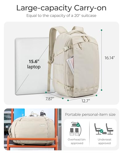 BAGSMART Travel Backpack Women, 15.6 Inch Carry On Backpack Flight Approved, TSA Approved Personal Item Travel Bag, Water ...