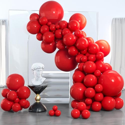 PartyWoo Red Balloons 85 pcs Different Sizes of 18 12 10 5 Inch Red Balloon Arch Kit Garland for Birthday Graduation Bache...
