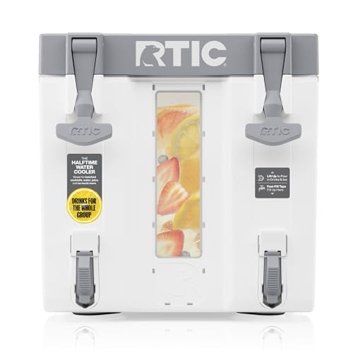 RTIC Halftime Water Cooler 3 Gallon Portable Carrier Container, Drink Beverage Dispenser, Stackable with 2 Taps, Bottleles...