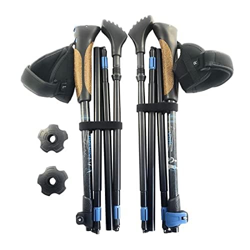 York Nordic Ultralight Folding Walking Poles - Travel Ready - with Rubber Feet, Baskets, and Bag