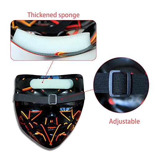 Poptrend Halloween Mask LED Light up Mask Scary mask for Festival Cosplay Halloween Costume Masquerade Parties,Carnival,Gi...