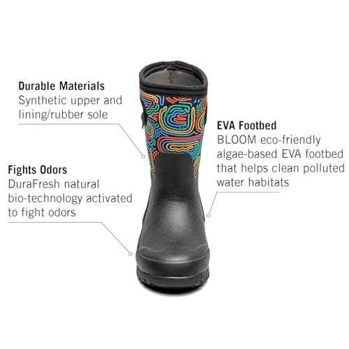 BOGS Grasp Kids Waterproof Rain Boots ? Insulated for Winter, Snow & Mud with Easy Pull-On Handles for Toddlers, Boys & Girls, All-Weather Protection