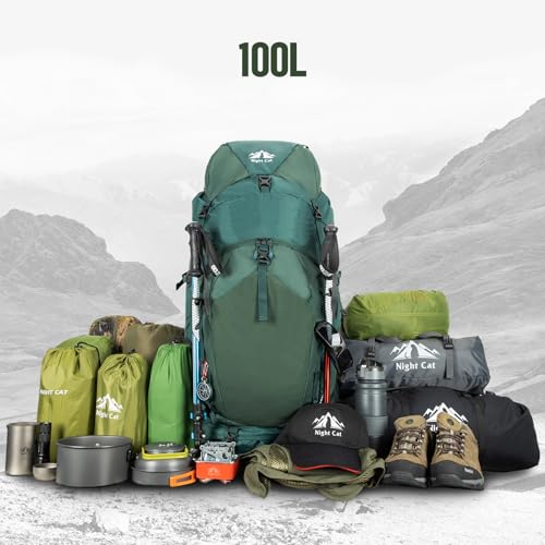 Night Cat Ultralight Tent 1 Person with Internal-Frame Hiking Backpack 100L for Professional Backpacker Hiker 2 LBS Only L...