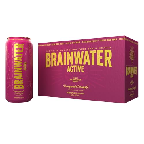 BrainWater Active, Water for Clean Energy, Workout & Focus Support, Gluten Free, Zero Sugar Drinks with Alpha GPC, Vitamin...