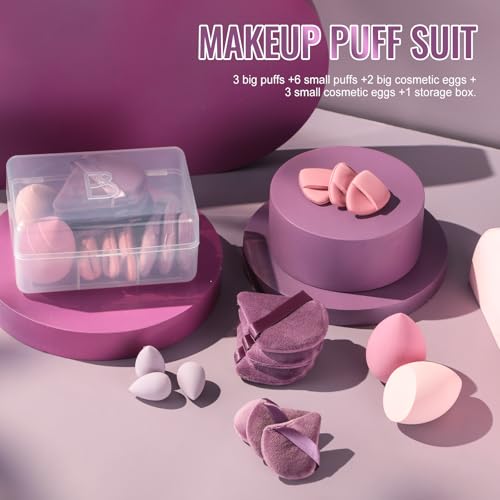 Makeup Sponge Set BS-MALL Triangle Puff 14 Pcs for Liquid, Cream, and Powder, Multi-colored Makeup Sponges and Mini Sponge...