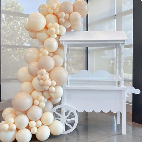 White Sand Balloons Latex Party Balloon,100pcs Neutral Beige Balloons with 2 Ribbons, Boho Baloons as Party Decorations fo...