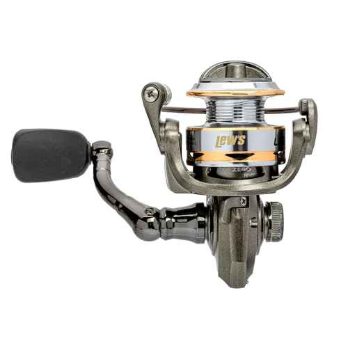 Lew¡¯s Laser Lite Spinning Fishing Reel, Size 100 Reel, 6+1 Bearings, 5.1:1 Gear Ratio, Graphite Frame, Reversible Retrieve, Metallic Gray/Silver/Gold