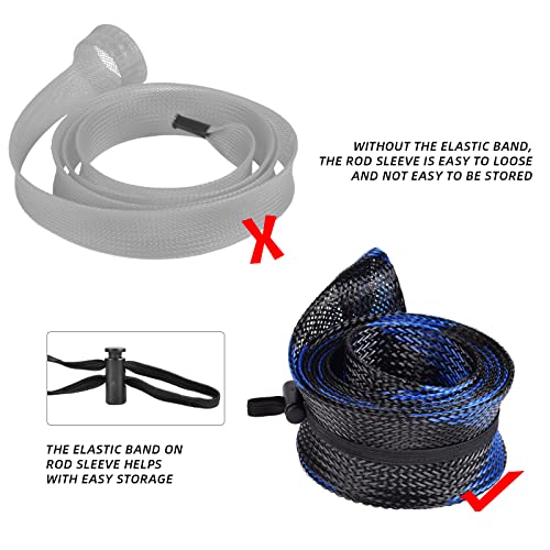 SF Fishing Rod Sock Fishing Rod Sleeve Rod Cover Braided Mesh Rod Protector Pole Gloves Fishing Tools for Spinning Fishing...