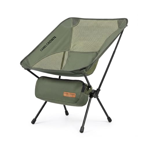 CAMEL CROWN Camping Chair Heavy Duty Backpacking Chair - Ultra-Light Folding Chair with Carry Bag, Portable Compact for Ou...