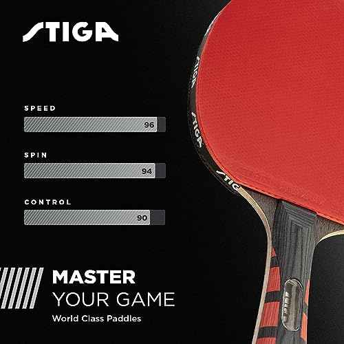 STIGA Evolution Performance Ping Pong Paddle - 6-ply Light Blade - 2mm Tournament-Approved Premium Sponge - Flared Handle for Next-Gen Grip & Control - Performance Table Tennis Racket