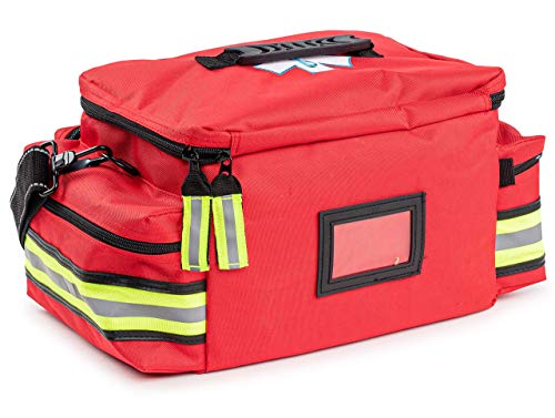 Scherber First Responder Fully-Stocked Professional Essentials EMT/EMS Trauma Kit | HSA/FSA Approved | Reflective Bag w/8 ...