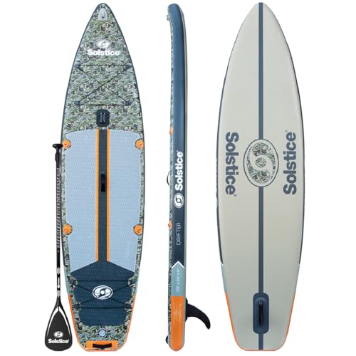 Solstice Drifter Inflatable Stand Up Paddle Board Kit | Yak Attack Accessory Mount | 11'6 x 34'' x 6'' | 350 Pound Capacit...