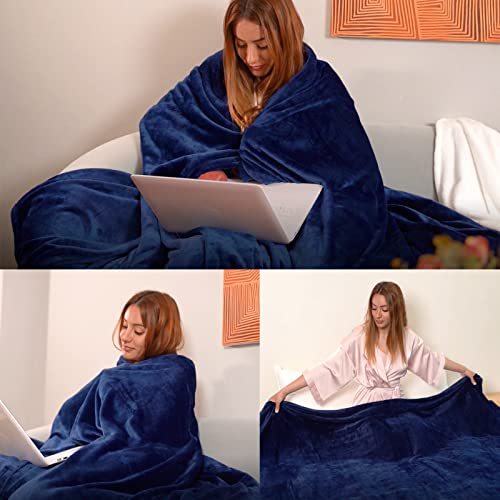 Fleece Plush Throw Blanket Navy Blue(50 by 60 Inches),Super Soft Fuzzy Cozy Flannel Blanket for Couch Sofa.Microfiber Blan...