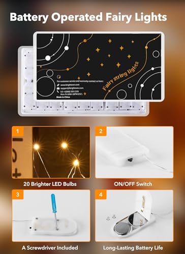 Brightown 24 Pack Fairy Lights Battery Operated String Lights - 7 ft 20 LED Mini String Lights Waterproof Silver Wire Fire...