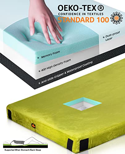 GAIALOOP 3 Inch Memory Foam Camping Mattress, Dual Layer Thick Sleeping Camp Pad for Car Tent Cot, Roll-Up Portable Glampi...