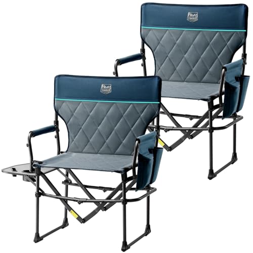 TIMBER RIDGE Aluminum Camping Directors Chair with Side Table Pocket, Portable Folding Heavy Duty Lawn Chair for Fishing T...
