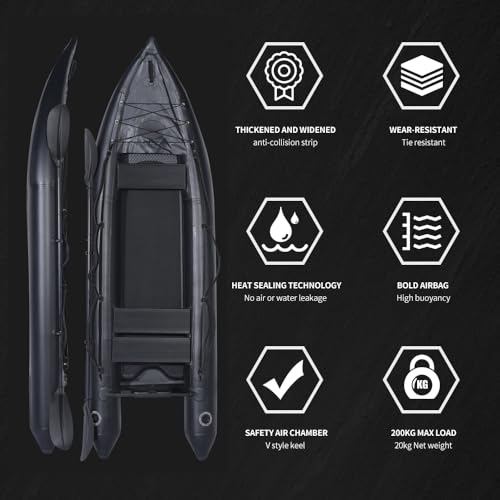 2 Person Inflatable Kayak Fishing PVC Kayak The Dimension 130'' *43'*11.8'' Inflatable Kayak Rescue Rubber Rowing Kayak wi...