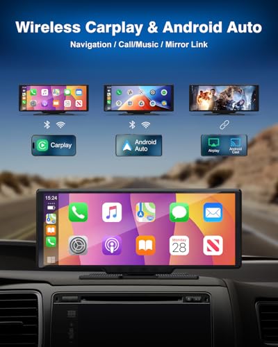 Wireless Car Play Screen with 4K Dashcam, 9.26 Inch Compatible with Apple Carplay/Android Auto, Carplay Screen for Car wit...