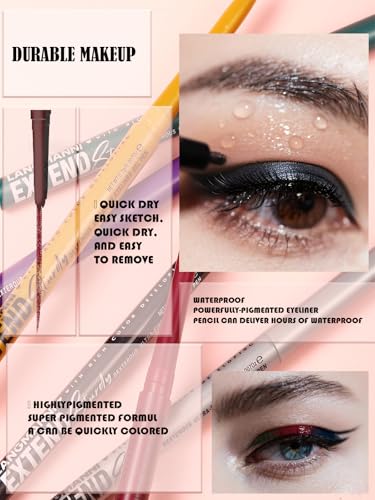 Shimmer Black Gel Glitter Eyeliner Pencil, Metallic Waterproof Smudge-Proof Creamy Retractable Smooth Eye Liner pencil, Hy...